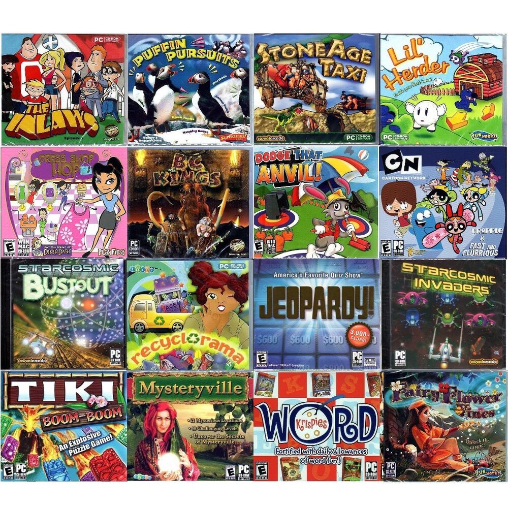 16 Games LOT #1 - PC CD-ROM Software CLEARANCE- NEW in Sealed Jewel Cases